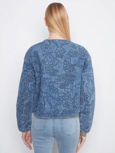 Charlie B Women's Quilted Denim Tencel Bomber Jacket Alternate View